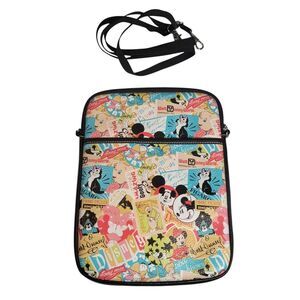 Disney Parks‎ Collage Pattern Exclusive Crossbody Tablet Bag Removable Strap